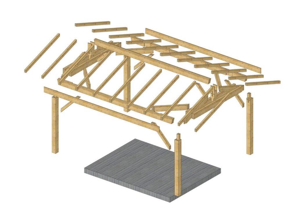 Plan 3D pour un projet de constuction de carport